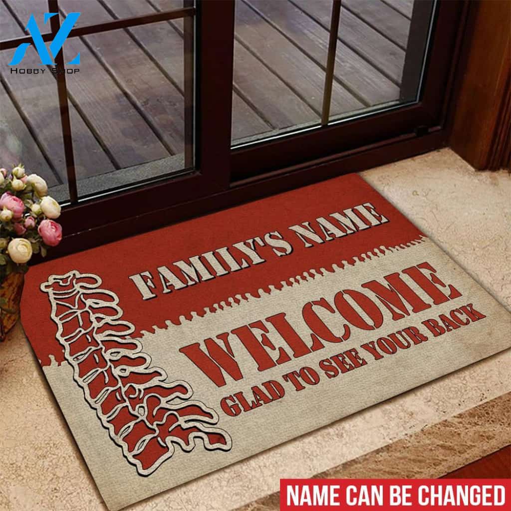Chiropractor Funny Custom Doormat Glad To See Your Back Personalized Gift | WELCOME MAT | HOUSE WARMING GIFT