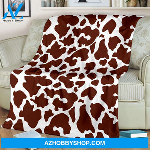Chocolate Brown And White Cow Print Funny Blanket Gift for Cow Lovers Birthday Gift Home Decor Bedding Couch Sofa Soft and Comfy Cozy