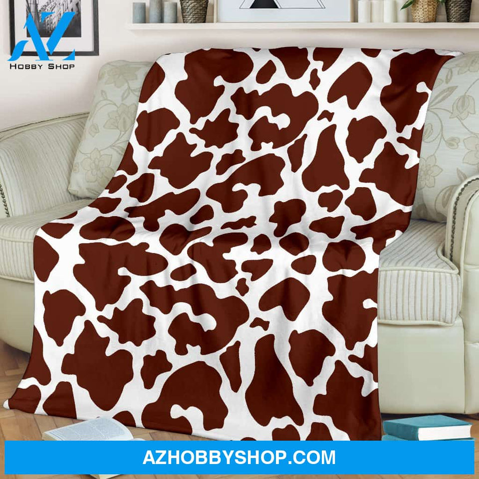 Chocolate Brown And White Cow Print Funny Blanket Gift for Cow Lovers Birthday Gift Home Decor Bedding Couch Sofa Soft and Comfy Cozy