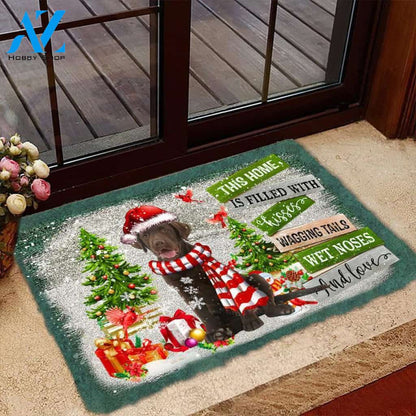 Chocolate Labrador Retriever This Home Is Filled With Kisses Christmas Dog Doormat