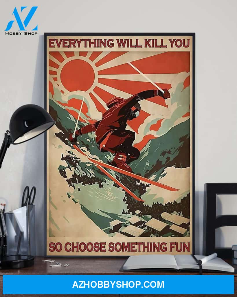 Choose Something Fun Skiing Vertical Canvas Wall Art, Wall Decor Visual Art