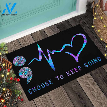 Choose To Keep Going - Suicide Prevention Coir Pattern Print Doormat