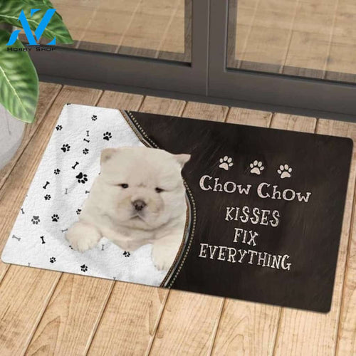 Chow Chow 2 Doormat, Kisses Fix Everything Doormat, Dog Welcome Mat, Funny Welcome Mats for Dogs Lovers