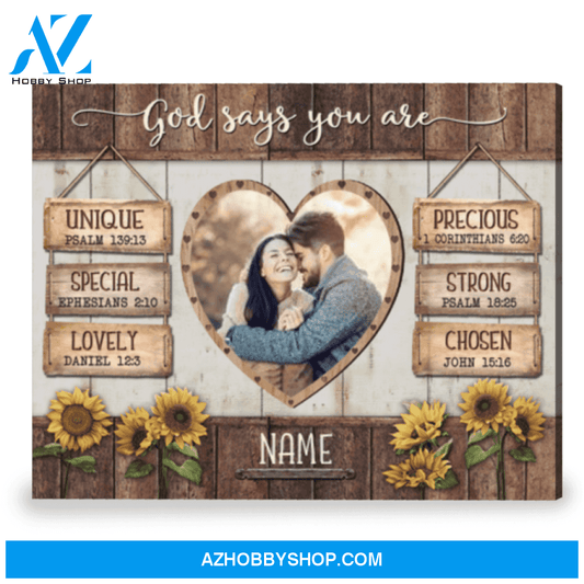 Christian Gift Wall Art God Says You Are Canvas Print