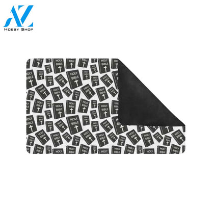 Christian Holy Bible Book Pattern Rubber Doormat