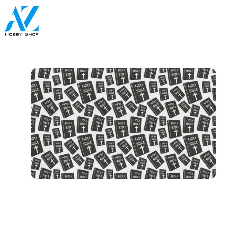 Christian Holy Bible Book Pattern Rubber Doormat