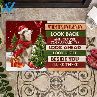 Christmas Alaskan Malamute Look right beside you Doormat