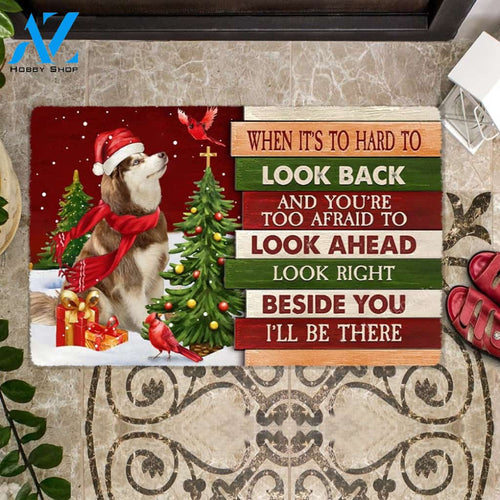 Christmas Alaskan Malamute Look right beside you Doormat