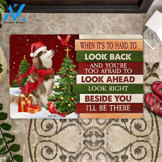 Christmas Alaskan Malamute Look right beside you Doormat
