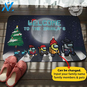 Christmas Among Us Family Personalized Name Doormat