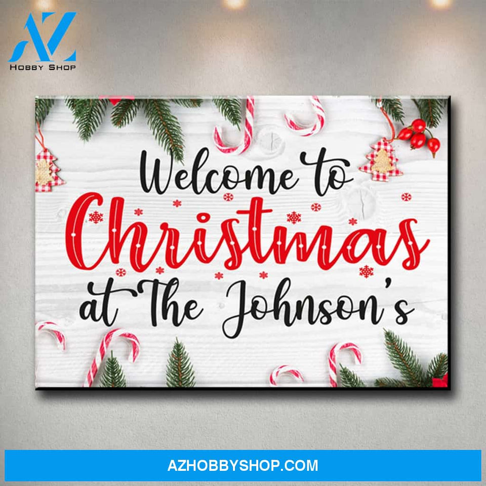 Christmas At Family Name Premium Canvas