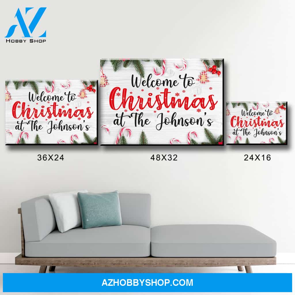 Christmas At Family Name Premium Canvas