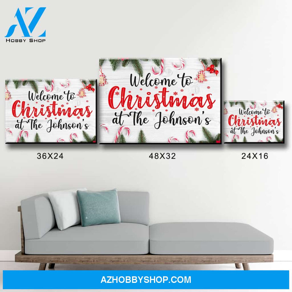 Christmas At Family Name Premium Canvas