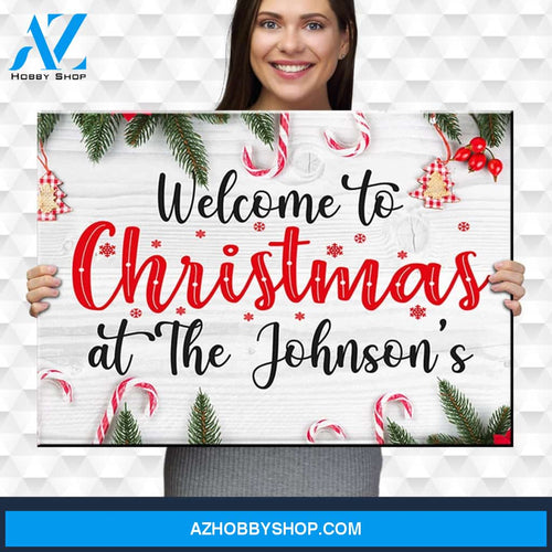 Christmas At Family Name Premium Canvas