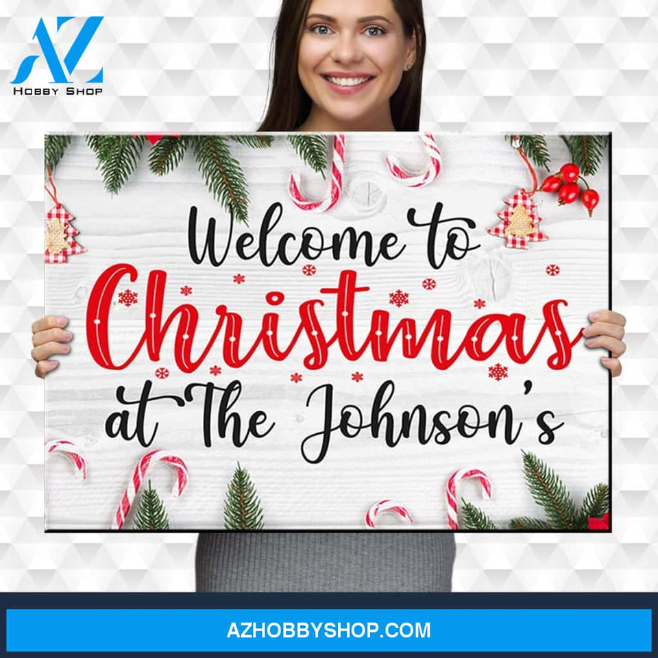 Christmas At Family Name Premium Canvas