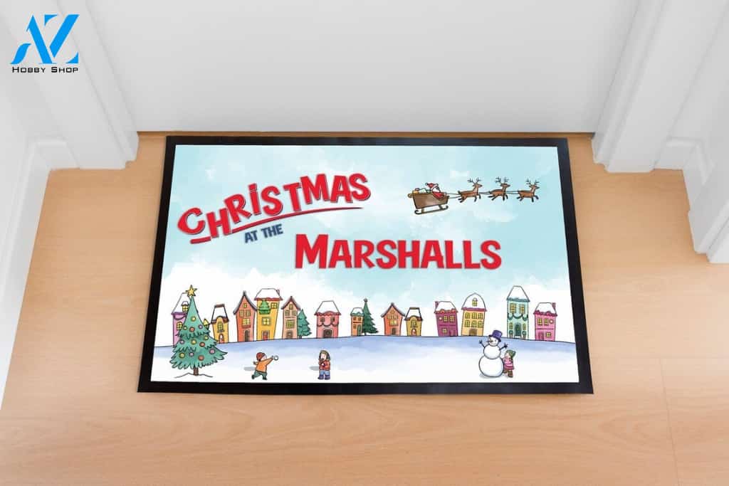 Christmas Christmas At The Marshalls Doormat Indoor And Outdoor Mat Entrance Rug Sweet Home Decor Housewarming Gift Gift For Friend Family Stem Feminist