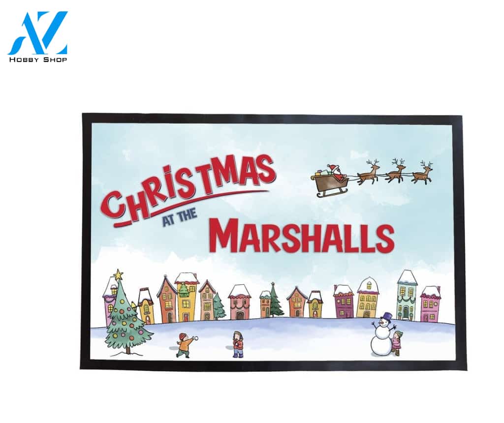 Christmas Christmas At The Marshalls Doormat Indoor And Outdoor Mat Entrance Rug Sweet Home Decor Housewarming Gift Gift For Friend Family Stem Feminist