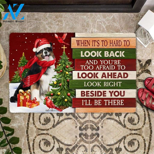 Christmas Australian Shepherd Look right beside you Doormat
