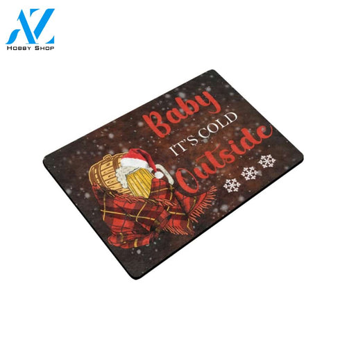 Christmas Baby It's Cold Outside Beer Doormat Indoor And Outdoor Mat Entrance Rug Sweet Home Decor Housewarming Gift Gift For Friend Family Stem Feminist