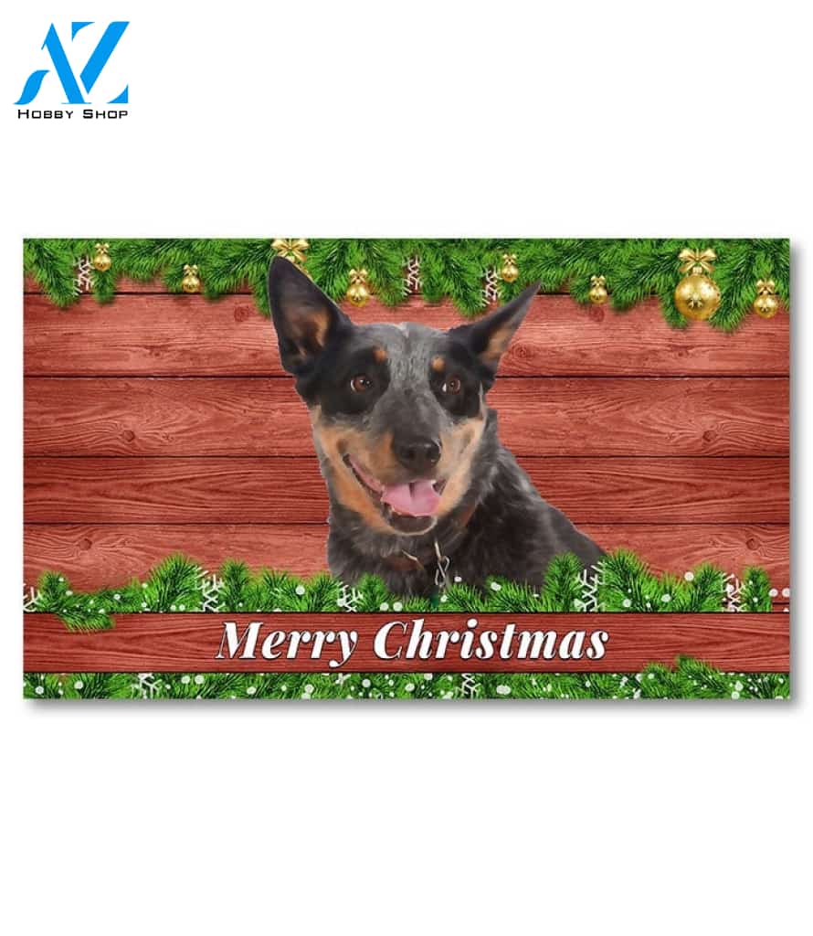 Christmas Barnwood Australian Cattle Dog Doormat - 18" x 30"