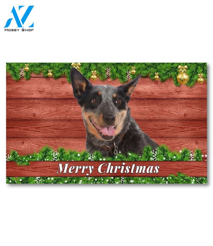 Christmas Barnwood Australian Cattle Dog Doormat - 18" x 30"