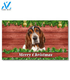 Christmas Barnwood Basset Hound Doormat - 18" x 30"
