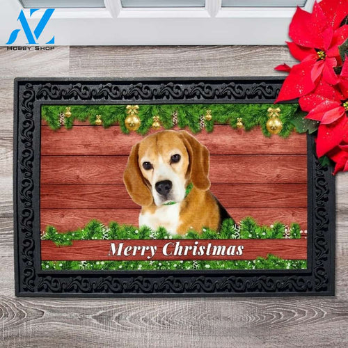 Christmas Barnwood Beagle Doormat - 18" x 30"