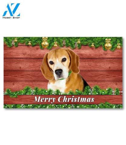 Christmas Barnwood Beagle Doormat - 18" x 30"