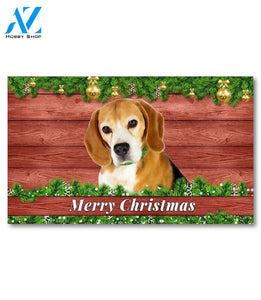 Christmas Barnwood Beagle Doormat - 18" x 30"