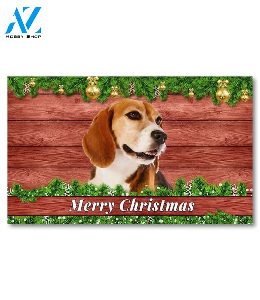 Christmas Barnwood Beagle II Doormat - 18" x 30"