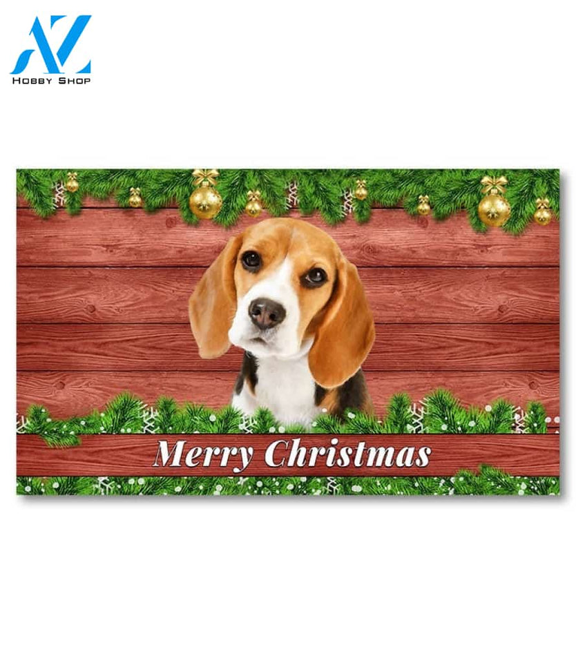 Christmas Barnwood Beagle III Doormat - 18" x 30"