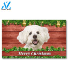 Christmas Barnwood Bichon Frise Doormat - 18" x 30"