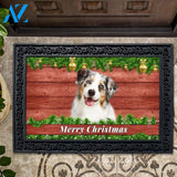 Christmas Barnwood Blue Merle Australian Shepherd II Doormat - 18" x 30"