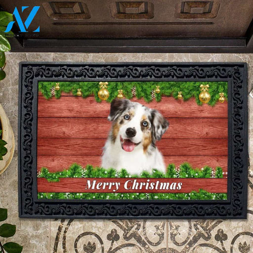 Christmas Barnwood Blue Merle Australian Shepherd Ii Doormat