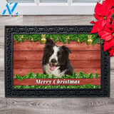 Christmas Barnwood Border Collie Doormat