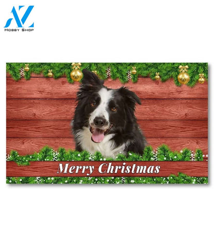 Christmas Barnwood Border Collie Doormat - 18" x 30"