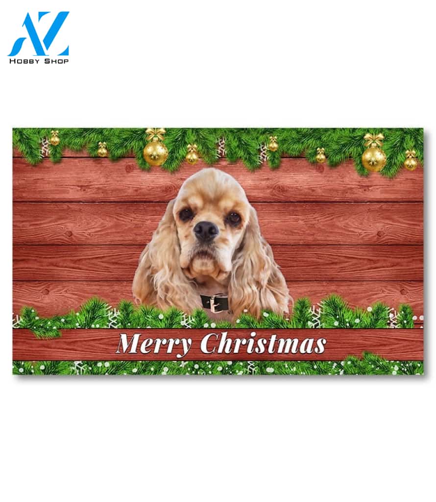 Christmas Barnwood Cocker Spaniel Doormat - 18" x 30"