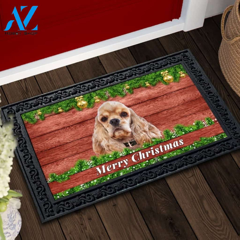 Christmas Barnwood Cocker Spaniel Doormat - 18" x 30"