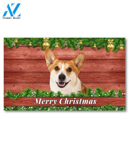 Christmas Barnwood Corgi Doormat - 18" x 30"
