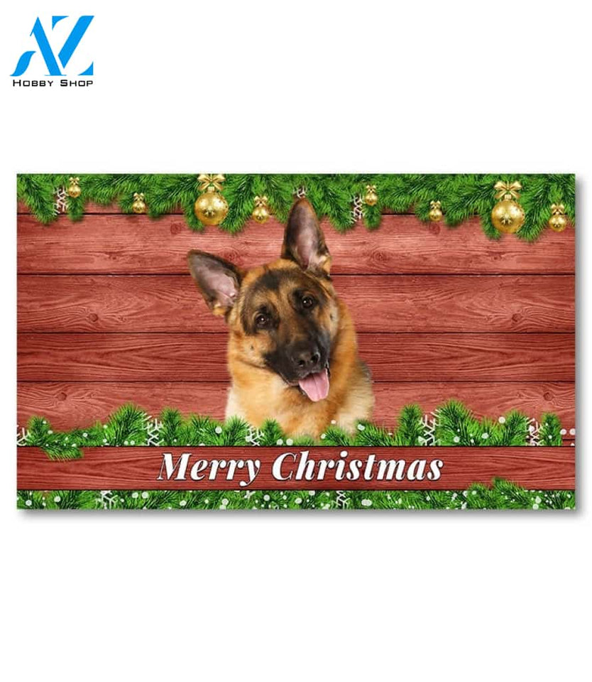 Christmas Barnwood German Shepherd Doormat - 18" x 30"