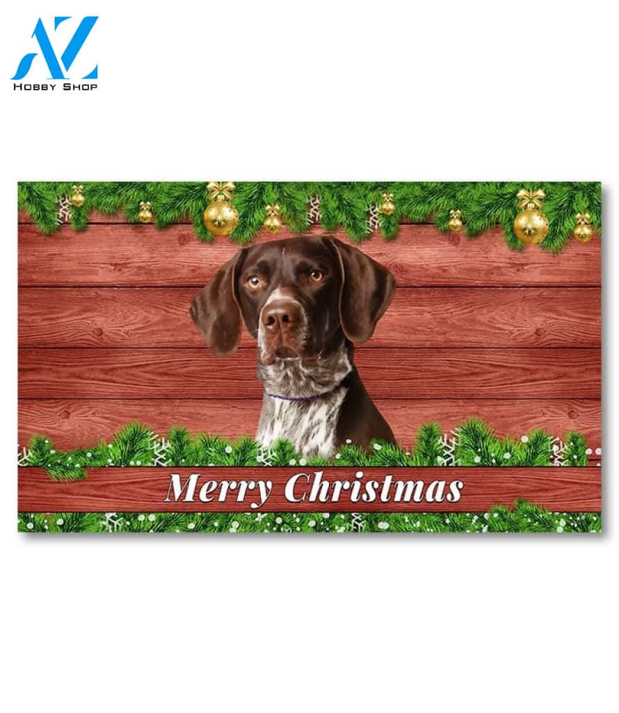 Christmas Barnwood German Shorthair Pointer Doormat - 18" x 30"