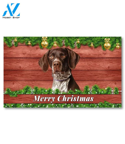 Christmas Barnwood German Shorthair Pointer Doormat - 18" x 30"