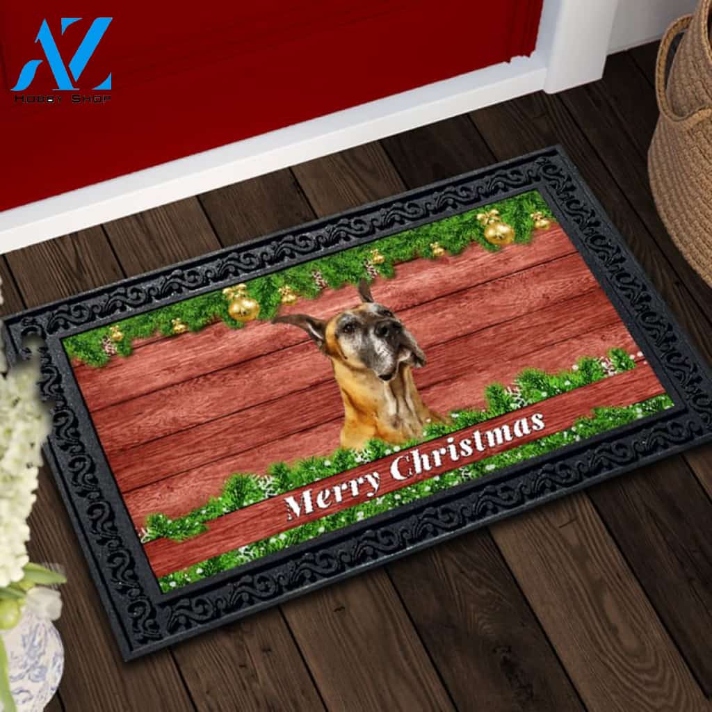 Christmas Barnwood Great Dane Doormat