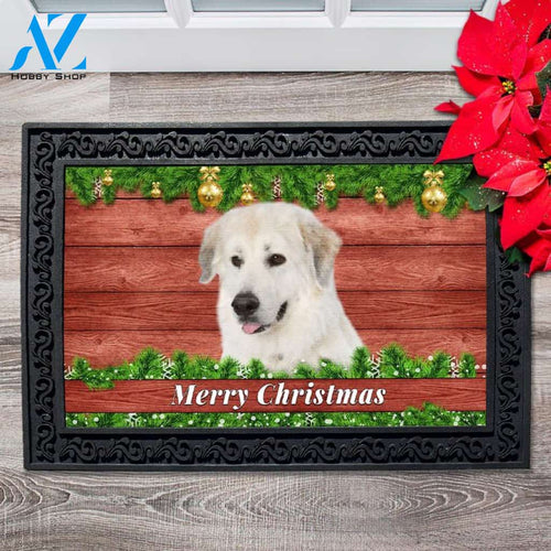 Christmas Barnwood Great Pyrenees Doormat
