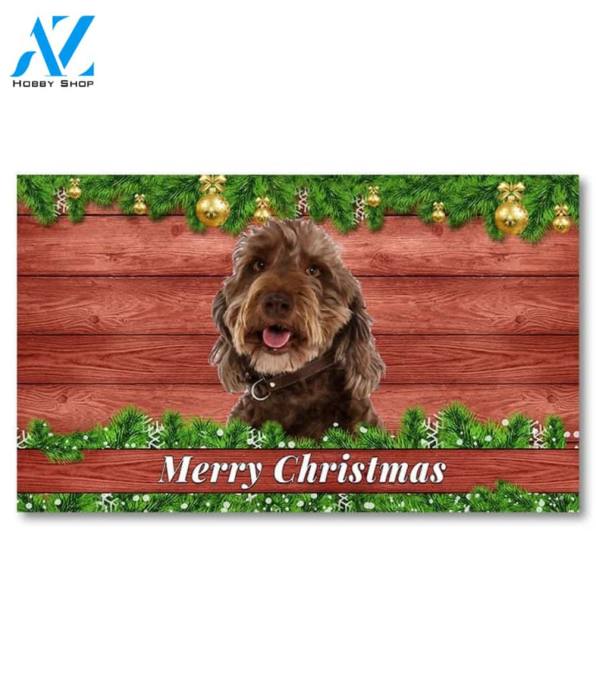 Christmas Barnwood Labradoodle Doormat - 18" x 30"