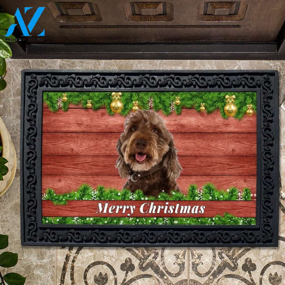 Christmas Barnwood Labradoodle Doormat - 18" x 30"