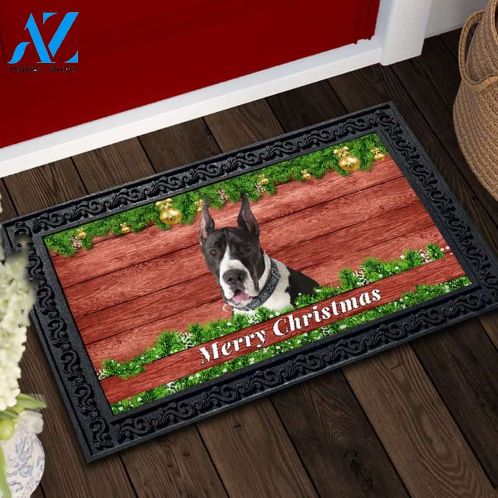 Christmas Barnwood Mantle Great Dane Doormat