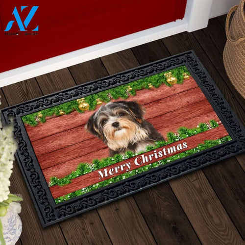 Christmas Barnwood Morkie Doormat