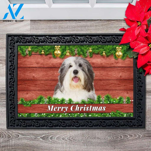 Christmas Barnwood Old English Sheepdog Doormat