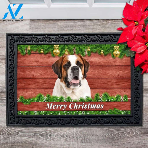 Christmas Barnwood Saint Bernard Doormat